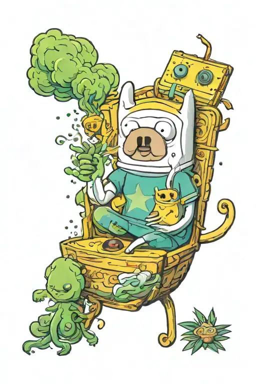 adventure time Finn and Jake smoking weed tattoo design idea