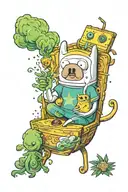 adventure time Finn and Jake smoking weed tattoo design idea