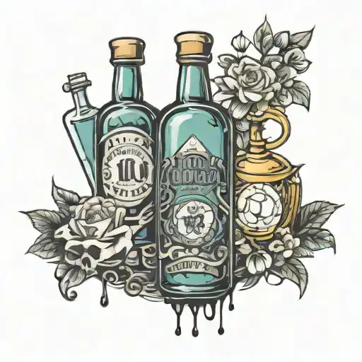 1 is too many 1000 is never enough alcohol bottle tattoo design idea