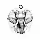 Elephant with clouds and moon  tattoo design idea