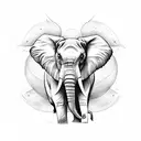 Elephant with clouds and moon  tattoo design idea