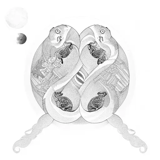 Philosophical representation of yin yang with paw and pugmarks tattoo design idea