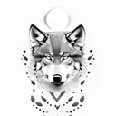 Dotwork tattoo of a philosophical quote hidden within a wolf's fur pattern tattoo design idea