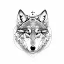 Dotwork tattoo of a philosophical quote hidden within a wolf's fur pattern tattoo design idea
