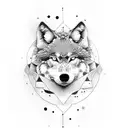 Dotwork tattoo of a philosophical quote hidden within a wolf's fur pattern tattoo design idea