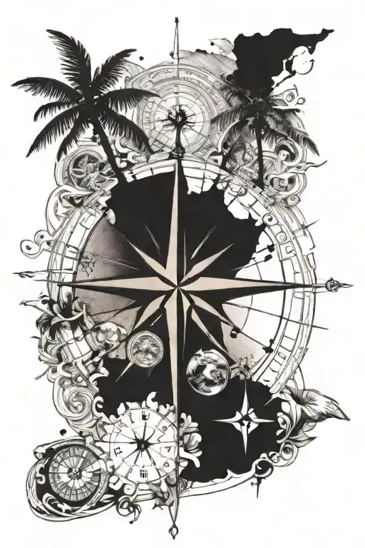 State of Florida, compass, cassiopeia starsign tattoo design idea