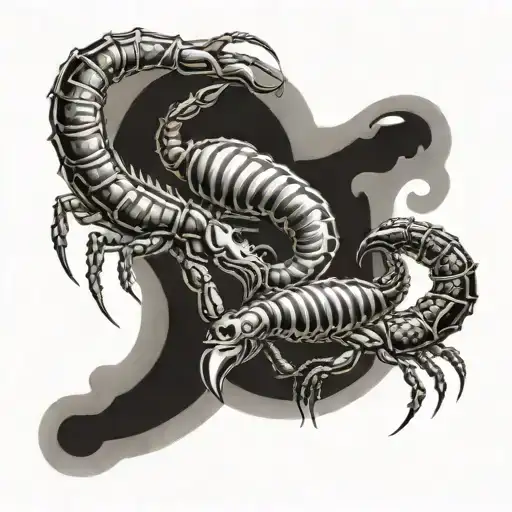 two scorpions chasing each other ying yang symbol tattoo design idea