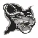 two scorpions chasing each other ying yang symbol tattoo design idea