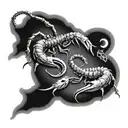 two scorpions chasing each other ying yang symbol tattoo design idea
