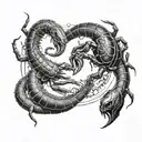 two scorpions chasing ying yang symbol tattoo design idea