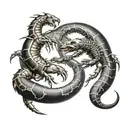 two scorpions chasing ying yang symbol tattoo design idea