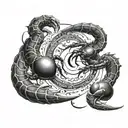 two scorpions chasing ying yang symbol tattoo design idea