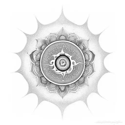 Lotus om merging with a cosmic galaxy, symbolizing the balance of the universe tattoo design idea