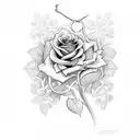 caduceus with rose vines tattoo design idea