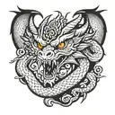 shoulder and chest tattoo dragon head on chest with tail curled around shoulder  tattoo design idea