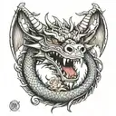 shoulder and chest tattoo dragon head on chest with tail curled around shoulder  tattoo design idea