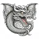 shoulder and chest tattoo dragon head on chest with tail curled around shoulder  tattoo design idea