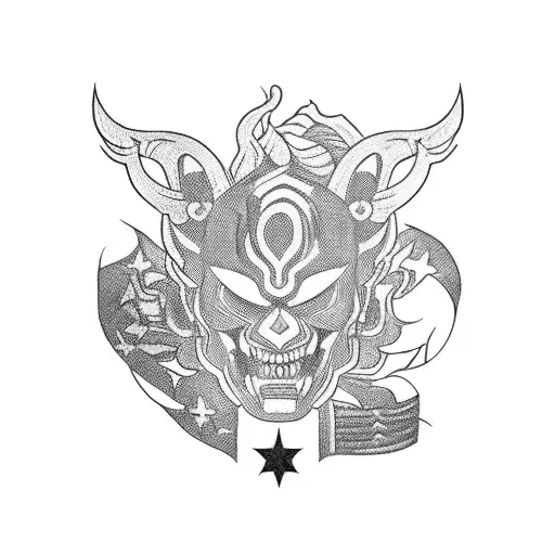 A blackwork tattoo featuring a Muay Thai fighter surrounded by iconic symbols from the client's favorite games and manga tattoo design idea