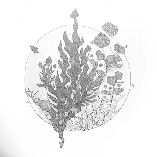Telescope with plants growing out tattoo design idea