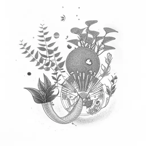 Telescope with plants growing out of the end  tattoo design idea