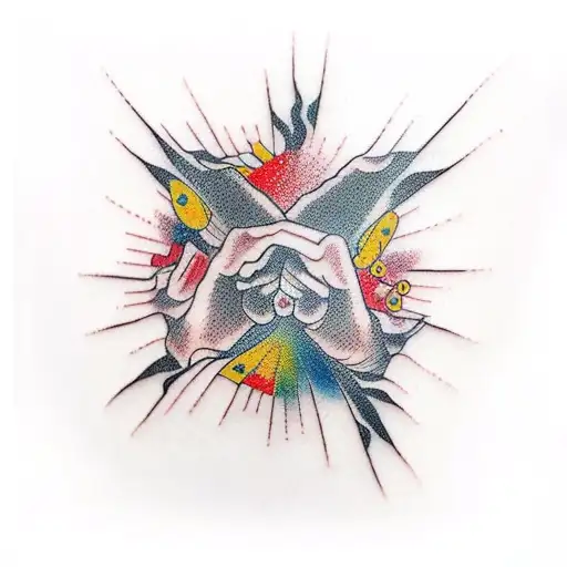 Hand with vein cut scars tattoo design idea