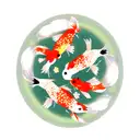 Three koi fish with flowers tattoo design idea