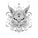 Darkest before dawn in lao script with geometric pattern tattoo design idea