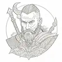 viking ragnar lothbrok fine drawing tattoo design idea