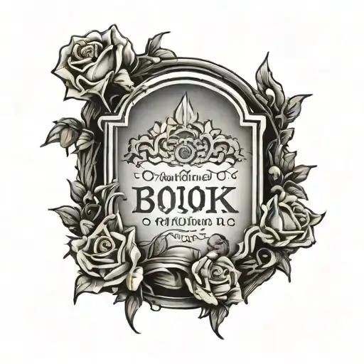 gravestone engraved with name tattoo design idea