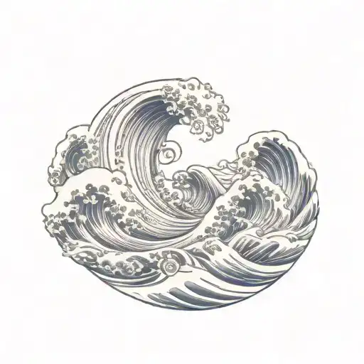 half sleeve irezumi waves tattoo design idea