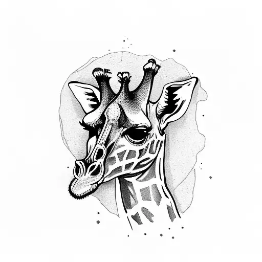 Giraffe skull symbolizing the evolution of species tattoo design idea