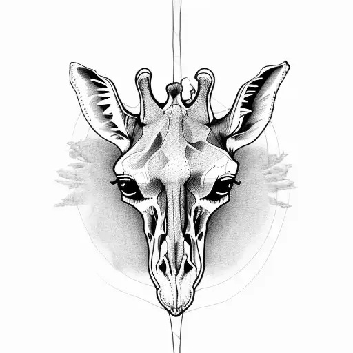 Giraffe skull symbolizing the evolution of species tattoo design idea
