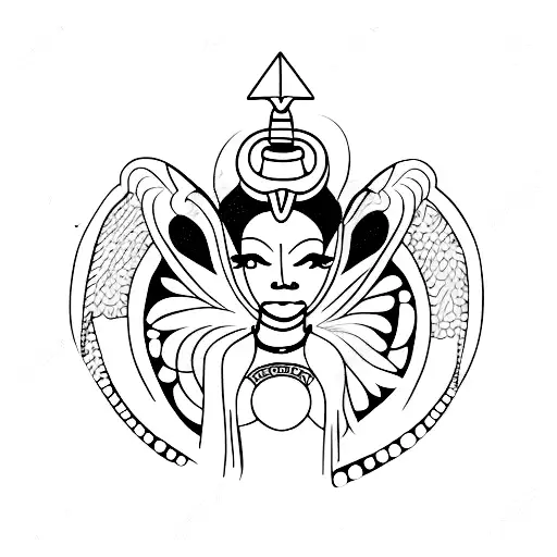 Black African Woman Angel  tattoo design idea