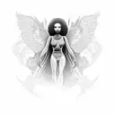 Black African Woman Angel  tattoo design idea