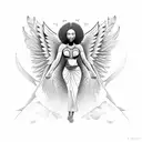 Black African Woman Angel  tattoo design idea