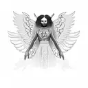 Black African Woman Angel  tattoo design idea