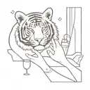 A party scene with psychedelic elements and a hidden tiger silhouette tattoo design idea