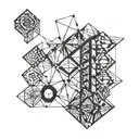 A geometric pattern inspired by civil engineering structures and psychedelic visuals tattoo design idea