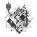 A geometric pattern inspired by civil engineering structures and psychedelic visuals tattoo design idea