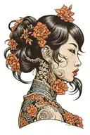 anima girl side profile tattoo design idea
