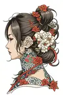 anima girl side profile tattoo design idea