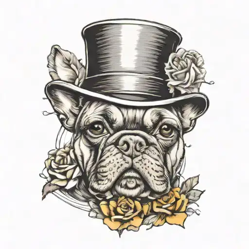 French bulldog in top hat tattoo design idea