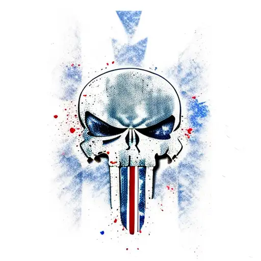 Punisher School red white and blue American flag United States Marine tattoo design idea