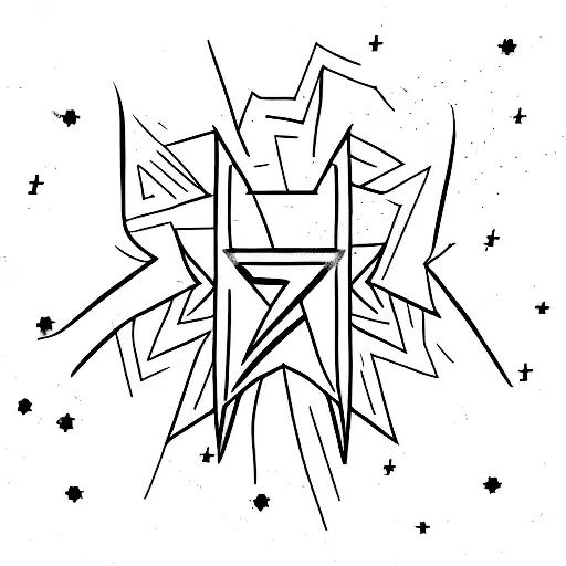 A minimalist tattoo of David Bowie's lightning bolt symbol with a constellation background tattoo design idea
