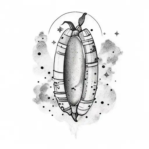 A minimalist tattoo of a banana with a galaxy inside tattoo design idea