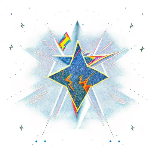 A minimalist tattoo of David Bowie's lightning bolt symbol with a constellation background tattoo design idea