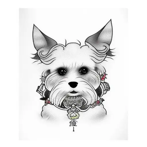 cavachon dog smoking joint tattoo design idea