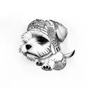 cavachon dog smoking joint tattoo design idea