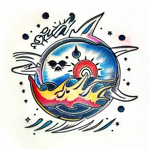 the sun fornicating with the moon tattoo design idea