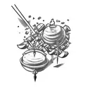 A sizzling kebab skewer with various vegetables on it tattoo design idea